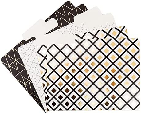 U Brands Classic File Folders Set, Office Supplies, Black, Gold and White, FSC Certified, 6 Count