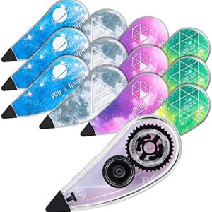12 Pack Whiteout Correction Tape Instant Galaxy Pattern White out Correcting School Supplies for Teen Girls Writing Supplies and Correction Supplies for School Home Office Classroom Teacher Students