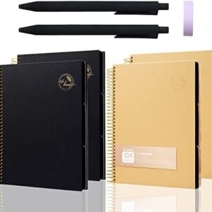 4 pack 8.5 x 11 Large Spiral Notebook Hardcover Spiral Notebook 3 Subject Spiral Notebook for Note Taking 100gsm Premium Paper 104 Sheets College Ruled Journal for School Office Supplies Writing Journal,Black&Yellow 4 pack 8.5 x 11 Large Spiral Notebook Hardcover Spiral Notebook 3 Subject Spiral Notebook for Note Taking 100gsm Premium Paper 104 Sheets College Ruled Journal for School Office Supplies Writing Journal,Black&Yellow
