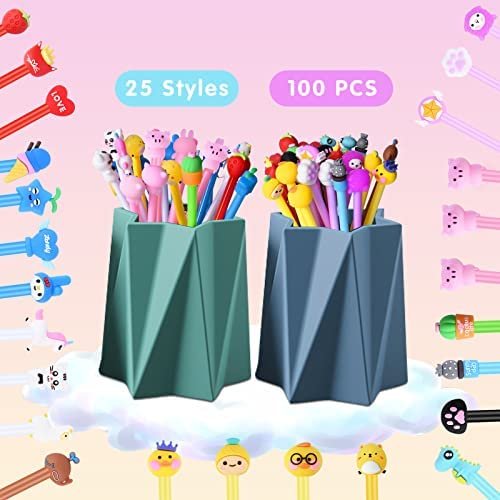 100 Pieces Cute Cartoon Gel Ink Pens Black Ink Cool Pens Kawaii Cute Pens Bulk Assorted Style Novelty Pens Cute Office Pens Rollerball Pens for Student Kids School Supplies Present (100 Pieces) - Image 5