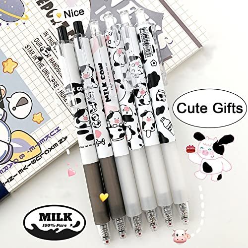 Cute Pens Kawaii 0.5mm Black Ink Gel Pens Fine Point Smooth Writing Ballpoint for Office School Supplies Nice Fun Gifts for Kids Girls Women Pens for Journaling,Pack of 6pcs (Little Milky Cow) - Image 6