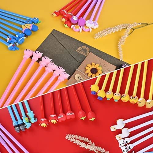100 Pieces Cute Cartoon Gel Ink Pens Black Ink Cool Pens Kawaii Cute Pens Bulk Assorted Style Novelty Pens Cute Office Pens Rollerball Pens for Student Kids School Supplies Present (100 Pieces) - Image 4