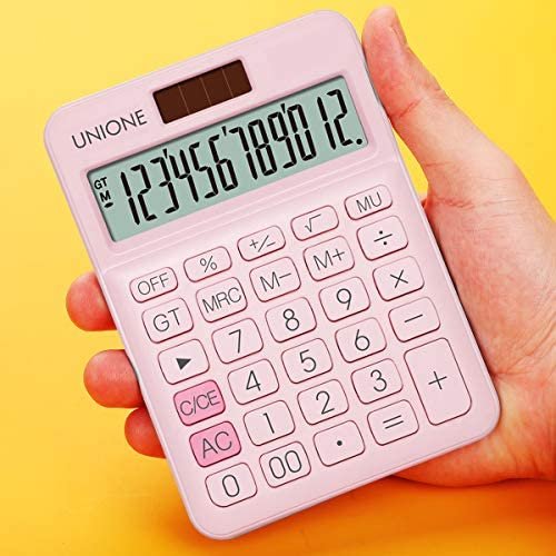 UNIONE Pink Calculator with a Bright LCD, Dual Power Handheld Desktop. Business, Office, High School - Image 2