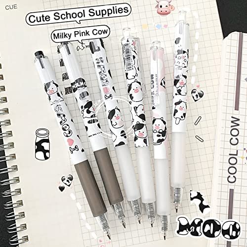 Cute Pens Kawaii 0.5mm Black Ink Gel Pens Fine Point Smooth Writing Ballpoint for Office School Supplies Nice Fun Gifts for Kids Girls Women Pens for Journaling,Pack of 6pcs (Little Milky Cow) - Image 5