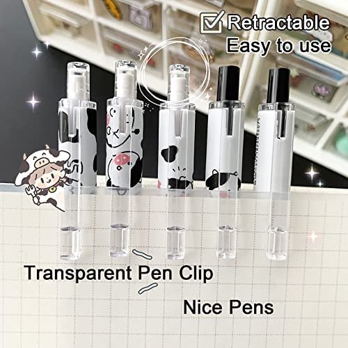 Cute Pens Kawaii 0.5mm Black Ink Gel Pens Fine Point Smooth Writing Ballpoint for Office School Supplies Nice Fun Gifts for Kids Girls Women Pens for Journaling,Pack of 6pcs (Little Milky Cow) - Image 3