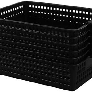 Begale 6-Pack Desktop Storage Basket for Office Supplies, File, Letter and Document Organizer, Black