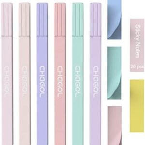 CHAGOL Cute Pastel Bible Highlighters and Pens No Bleed Through, Dry Fast Aesthetic Assorted Mild Colored Markers for Bible Journal Planner Notes School Office Supplies, 6 Pack