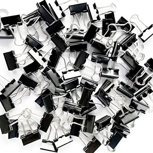 DSTELIN Mini Binder Clips 3/4-Inch Small Black Paper Clamps for Office Supplies ,96-Pack (19mm)