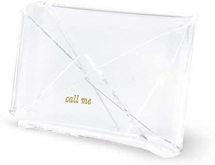 Kate Spade New York Business Card Holder for Women, Stylish Clear Acrylic Business Card Organizer for Desktop, Call Me