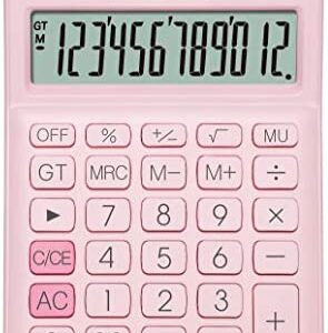 UNIONE Pink Calculator with a Bright LCD, Dual Power Handheld Desktop. Business, Office, High School