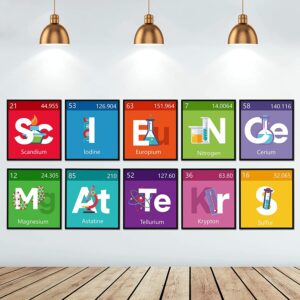 10 Pieces Science Classroom Decoration Science Banner and Poster for Teachers Scientist Bulletin Board Set Science Posters Science Lab Cutouts for Elementary Middle Preschool Office Party Supplies