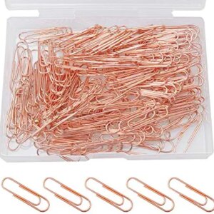 200 Pcs Rose Gold Paper Clips, 1.1" (28mm) Smooth Finish Steel Wire Paperclips Medium Size Paper Clips for Organizing School Home Office Supplies