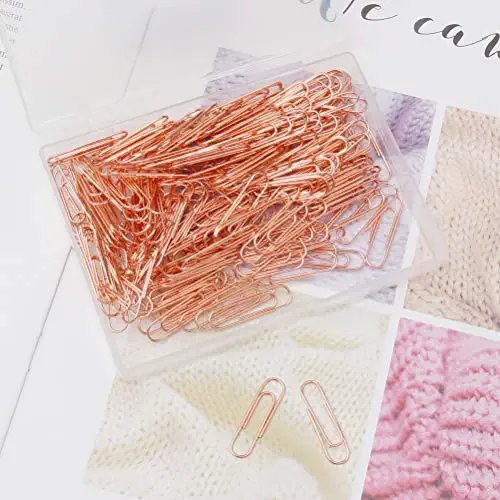 200 Pcs Rose Gold Paper Clips, 1.1" (28mm) Smooth Finish Steel Wire Paperclips Medium Size Paper Clips for Organizing School Home Office Supplies - Image 7