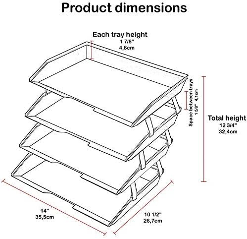 Acrimet Facility 4 Tier Letter Tray Side Load Plastic Desktop File Organizer (Solid Green Color) - Image 7