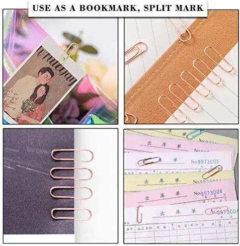 200 Pcs Rose Gold Paper Clips, 1.1" (28mm) Smooth Finish Steel Wire Paperclips Medium Size Paper Clips for Organizing School Home Office Supplies - Image 5