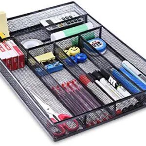 Desk Drawer Organizer with 6 Compartments, Mesh Drawer Organizer Tray for Stationery, Office Supplies Desktop Storage, Black Desk Drawer Organizer with 6 Compartments, Mesh Drawer Organizer Tray for Stationery, Office Supplies Desktop Storage, Black