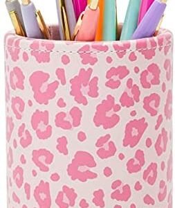 Pink Pencil Holder, Faux Leather Pen Holder for Leopard Print Office Supplies Pink Pencil Holder, Faux Leather Pen Holder for Leopard Print Office Supplies