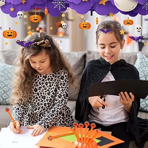 100 Pieces Halloween Pens Pumpkin Rollerball Pens Bulk Fall Pens Pumpkin Topper Pen Halloween Treat Pen 0.5 mm Black Gel Ink Pens for Kids All Saints' Day Thanksgiving Party Supplies School Office - Image 6