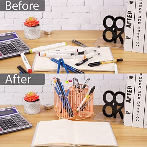 Rose Gold Pencil Holder Rotating,360-Degree Rotating Multi-Functional Pen Holder with 4 Sections Large Marker Holder Storage Caddy for Home, Office, Classroom & Art Studio - Image 5