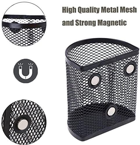 Vetoo 2 Pack Magnetic Pencil Holder, Magnetic Marker Holder, Mesh Storage Basket Organizer with Extra Strong Magnet, Mesh Pen Holder for Refrigerator, Whiteboard, Locker Accessories, Office Supplies - Image 2