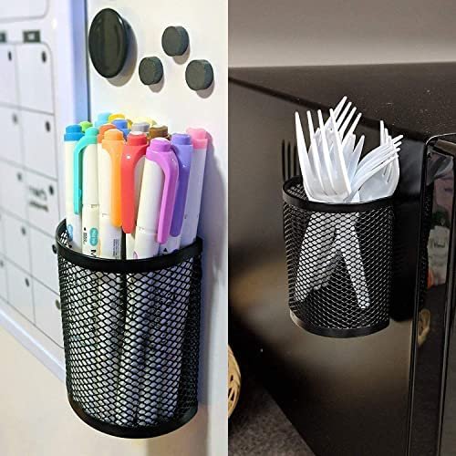 Vetoo 2 Pack Magnetic Pencil Holder, Magnetic Marker Holder, Mesh Storage Basket Organizer with Extra Strong Magnet, Mesh Pen Holder for Refrigerator, Whiteboard, Locker Accessories, Office Supplies - Image 3