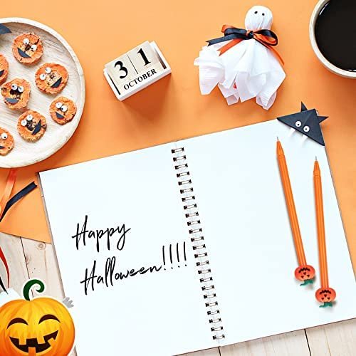100 Pieces Halloween Pens Pumpkin Rollerball Pens Bulk Fall Pens Pumpkin Topper Pen Halloween Treat Pen 0.5 mm Black Gel Ink Pens for Kids All Saints' Day Thanksgiving Party Supplies School Office - Image 7