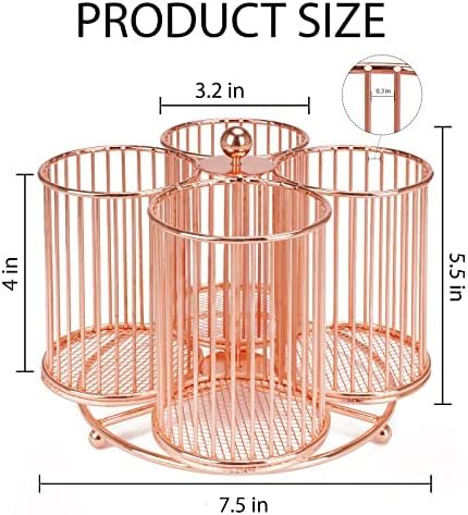 Rose Gold Pencil Holder Rotating,360-Degree Rotating Multi-Functional Pen Holder with 4 Sections Large Marker Holder Storage Caddy for Home, Office, Classroom & Art Studio - Image 4
