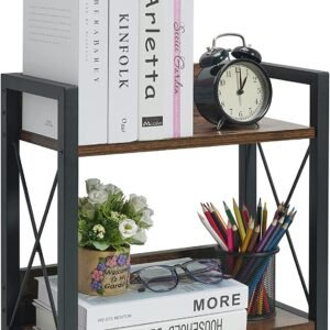 Giikin Vintage Desktop Storage Organizer Shelves, Wood Desk Organizer Stand Countertop Bookshelf for Office Supplies , Freestanding Display Rack for Desktop, Tabletop or Counter (Antique Brown) Giikin Vintage Desktop Storage Organizer Shelves, Wood Desk Organizer Stand Countertop Bookshelf for Office Supplies , Freestanding Display Rack for Desktop, Tabletop or Counter (Antique Brown)