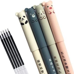 4 Pcs/set Kawaii Pig Bear Cat Mouse Erasable Gel Pen School Office Supplies Stationery Gift 0.35mm Blue Black Ink 4 Pcs/set(black 4pcs)