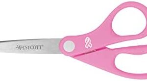 Westcott 15387 8" Pink Ribbon Stainless Steel Scissors, 8 W in