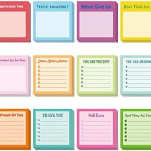 12 Inspirational Sticky Notes Fun PostIt Notes Funny Sticky Notes to Do List Sticky Notes Appreciation Sticky Note Colorful Encouragement Pads for Reminder Work Studying Home Office Supplies,3x3 Inch