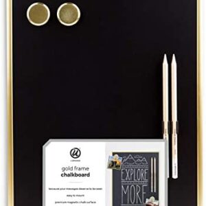 U Brands Magnetic Chalkboard, 11 x 14 Inches, Gold Metal Frame, Markers and Magnets Included (2374U00-04)