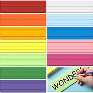 300 Sheets Colored Sentence Strips Teacher Supplies Ruled Bright Sentence Strips for Classroom School Office, 12 Colors, 12 x 3 Inch, 12 Pack