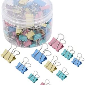 ZYFOFFICE Binder Clips Colored Paper Clamps Assorted Sizes 150 Count Medium, Small,Micro Assorted Binder Clip 3 Sizes Metal Binding Paperwork Clamp Bulk, School Teachers Office Supplies