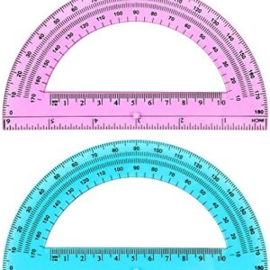 2 Pack Plastic Protractor 6 Inches Math Protractors 180 Degrees for School Office Supplies, Blue/Pink