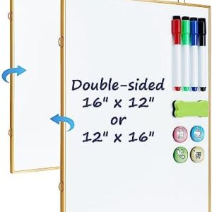 TANKEE Small White Board - 16" X 12" Dry Erase Board Double-Sided Hanging Whiteboard for Wall, Magnetic Mini Whiteboard for Home, Office, to Do List, Kitchen Grocery List, Kids, Aluminum Frame