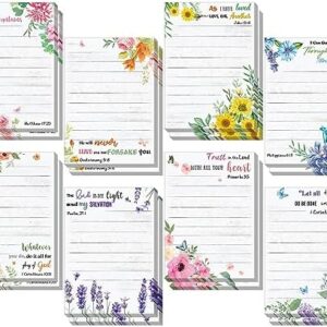 16 Pack Inspirational Sticky Notes 4 x 5.5 Inch Christian Memo Pads Religious Bible Verse Quotes Notepads Floral Design Adhesive Sticky Notes for Office Supplies, Shopping List, Present (Flower)
