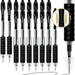 Vitoler 15 Pack Black Gel Pens,Retractable Medium Point pens,Smooth Writing Rollerball Pens with Comfortable Grip for School Work Office supplies
