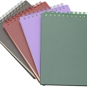 Yansanido Top Bound Spiral Notebook, 4 Pcs 4 Color A6 Size Thick Plastic Hardcover 8mm Ruled Paper 80 Sheets (160 Pages) Journal for School and Office Supplies (Dark Color)