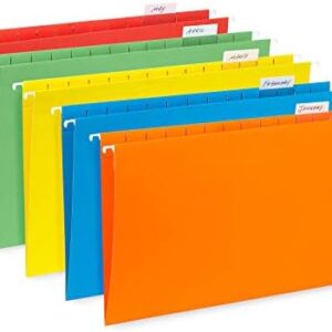 50 Legal Hanging File Folders, 50 Reinforced Hang Folders, Designed for Home and Office Color Coded File Organization, Legal Size, Assorted Colors, 50 Pack