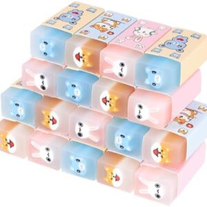 18 Pcs Pet Erasers,Cute Jelly Erasers for Kids,Large Dog Cat Rabbit Scented Erasers,Animal Pencil Erasers for Girls Boys Students Office Supplies,Homework Rewards,Soft and Flexible (Pet)