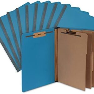 10 Blue Summit Supplies Dark Blue Classification Folders, 3 Dividers, Letter Size with 2 Inch Tyvek Expansions, Use for Organizing Medical Records & Client Files, Great as Lease Folders, 10 Pack