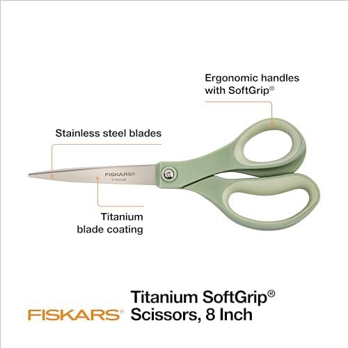 Fiskars SoftGrip Titanium Scissors - Contoured Performance All Purpose - 8" Titanium - Straight Paper Scissors for Office, and Arts and Crafts - 3-Count - Image 2