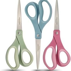 Fiskars SoftGrip Titanium Scissors – Contoured Performance All Purpose – 8″ Titanium – Straight Paper Scissors for Office, and Arts and Crafts – 3-Count Fiskars SoftGrip Titanium Scissors – Contoured Performance All Purpose – 8″ Titanium – Straight Paper Scissors for Office, and Arts and Crafts – 3-Count