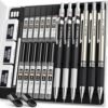 Nicpro 6PCS Art Mechanical Pencil Set, 3PCS Metal Drafting Pencil 0.5 mm & 0.7 mm & 0.9 mm & 3PCS 2mm Graphite Lead Holder (2B HB 2H) For Writing, Sketching Drawing With Lead Refills Case