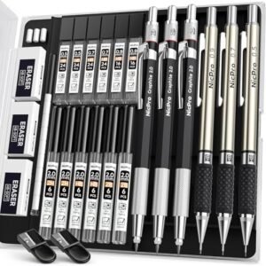 Nicpro 6PCS Art Mechanical Pencil Set, 3PCS Metal Drafting Pencil 0.5 mm & 0.7 mm & 0.9 mm & 3PCS 2mm Graphite Lead Holder (2B HB 2H) For Writing, Sketching Drawing With Lead Refills Case Nicpro 6PCS Art Mechanical Pencil Set, 3PCS Metal Drafting Pencil 0.5 mm & 0.7 mm & 0.9 mm & 3PCS 2mm Graphite Lead Holder (2B HB 2H) For Writing, Sketching Drawing With Lead Refills Case