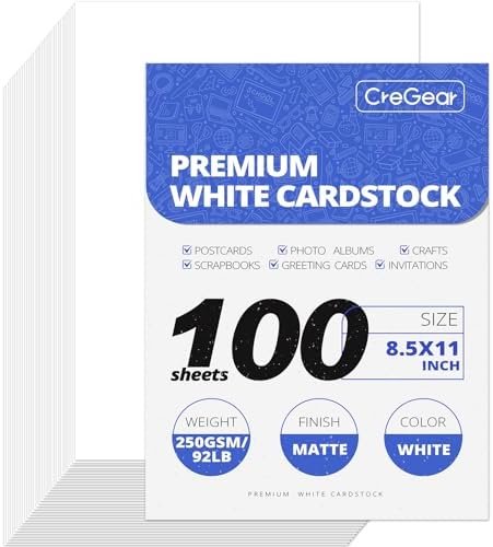 100 Sheets White Cardstock Paper, Cardstock Printer Paper 8.5 x 11, 92lb/250gsm Card Stock, Heavy Thick Printing Papers, Copy Papers for School Office Supply,DIY Card,Art, Tag,Invitation,Construction