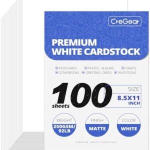 100 Sheets White Cardstock Paper, Cardstock Printer Paper 8.5 x 11, 92lb/250gsm Card Stock, Heavy Thick Printing Papers, Copy Papers for School Office Supply,DIY Card,Art, Tag,Invitation,Construction 100 Sheets White Cardstock Paper, Cardstock Printer Paper 8.5 x 11, 92lb/250gsm Card Stock, Heavy Thick Printing Papers, Copy Papers for School Office Supply,DIY Card,Art, Tag,Invitation,Construction