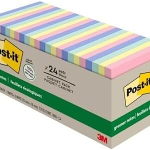 Post-it Greener Notes, 3×3 in, 24 Pads, America’s #1 Favorite Sticky Notes, Sweet Sprinkles Collection, Pastel Colors, Clean Removal, 100% Recycled Material (654R-24CP-AP) Post-it Greener Notes, 3×3 in, 24 Pads, America’s #1 Favorite Sticky Notes, Sweet Sprinkles Collection, Pastel Colors, Clean Removal, 100% Recycled Material (654R-24CP-AP)