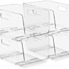 Sorbus Stackable Storage Bins Open Front – Clear Stackable Storage Bins – Pantry Bins for Storage and Organization – Acrylic Stackable Bins for Kitchen – Clear Pantry Organizer Bins (Medium 4 Pack)
